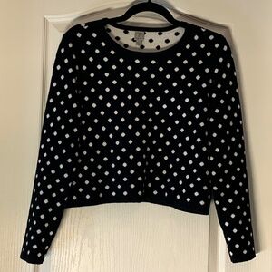Tristan Black & White polka dot Cropped Knit Cardigan – Canadian Brand – Size M